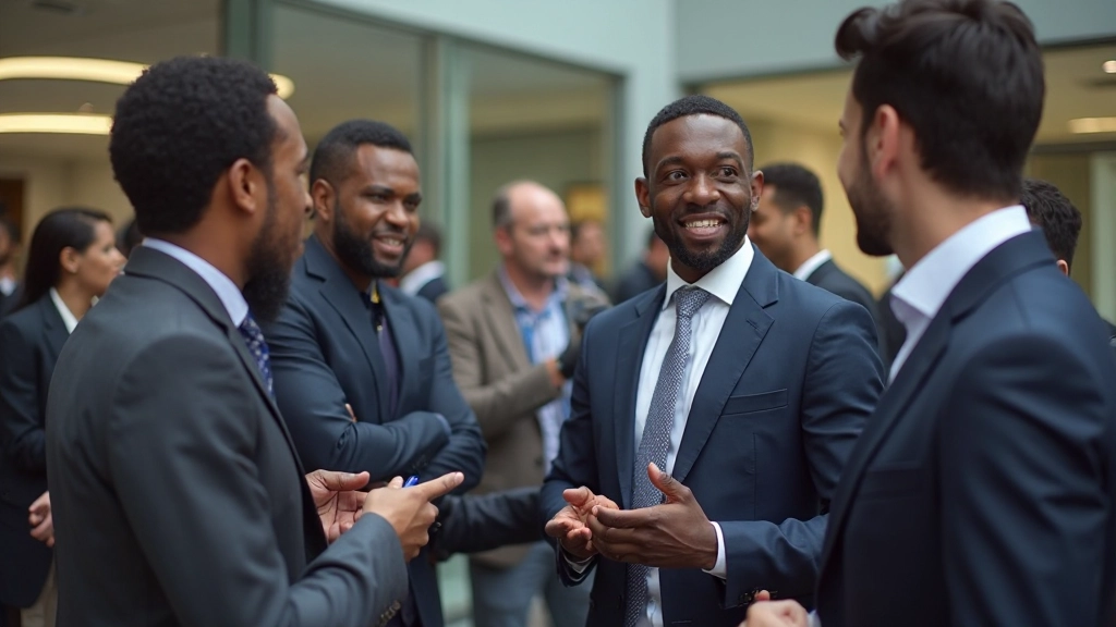 Diverse professionals from different departments networking and exchanging insights during business skills development program